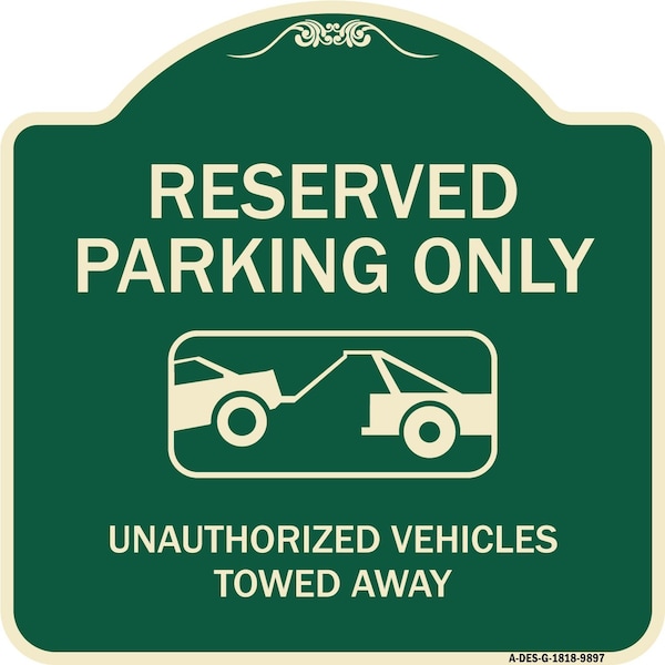Designer Series-Resident Parking Unauthorized Vehicles Towed Away With Gr, 18" x 18", G-1818-9897